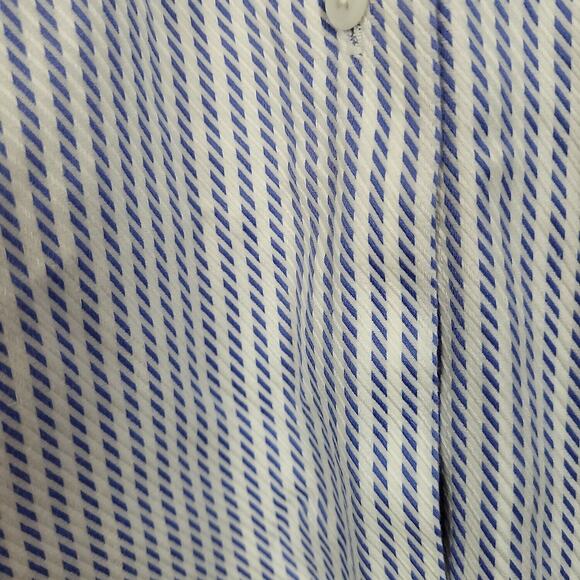 Talbots Womens Blue White Striped Wrinkle Long Sleeve Button Front Shirts Size 4 - Picture 4 of 6